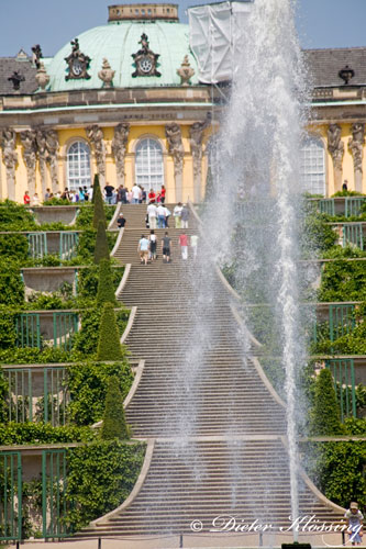 Fountain and Stairway to SansSouci Castle